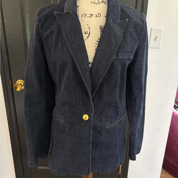 Classic Blue Denim Women's Blazer - Picture 2 of 7